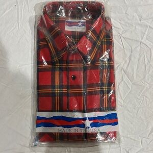 Red Plaid Flannel Men's Casual Shirt
